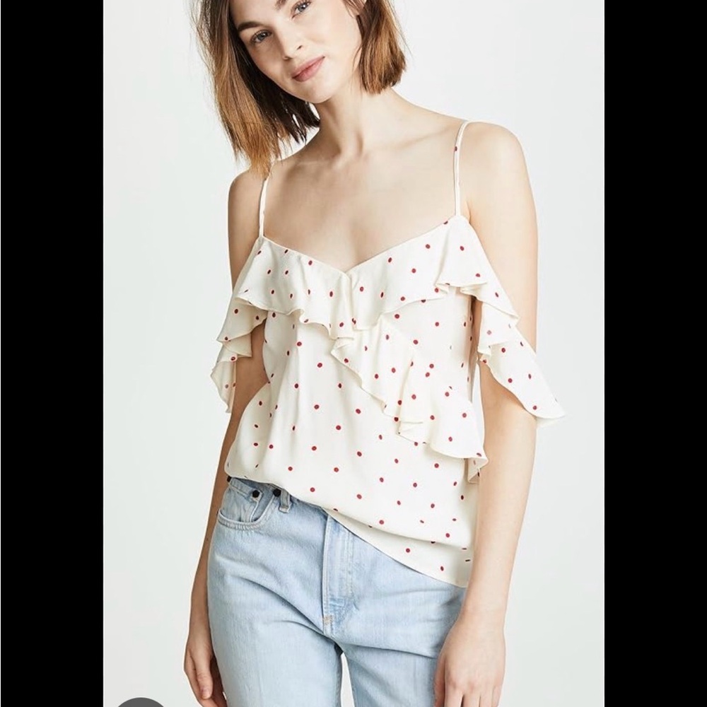 BB Dakota Cream and Red Dot Ruffle Camisole